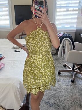 Anthropologie Lace Halter Mini Dress